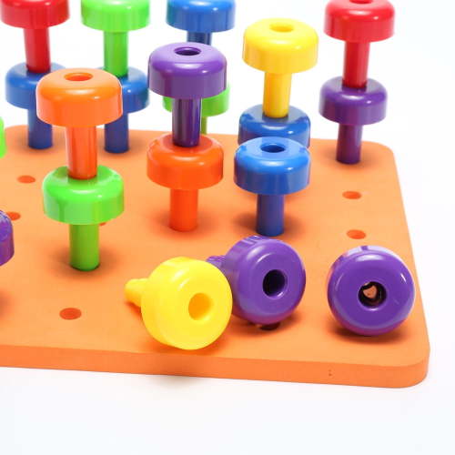 Loespoir 30PCS Peg Board Set, Fine Motor Toy for Toddlers Pegboard, Educational Peg Board Set, Fine Motor Skills Development Toy, for Toddlers Learning and Play