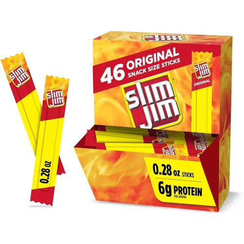 Slim Jim Smoked Meat Sticks, Original Flavor, 6g Protein Per Serving, Snack Size, Stocking Stuffer, 0.28 oz. (46 Count)