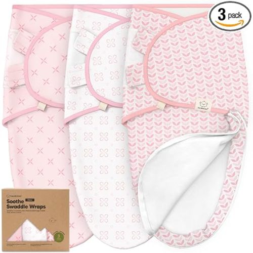 KeaBabies Newborn Swaddles with Zippers - 3-Pack Baby Swaddle Sleep Sacks 0-3 Months, Infant, Baby Girls, Boys, Soft & Durable Sleep Sack Newborn, Easy Diaper Change Swaddling Blanket (Blossom, OS)