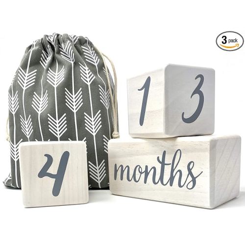 Pondering Pine Baby Milestone Blocks - White Pine Wood - Milestones Age Block Set