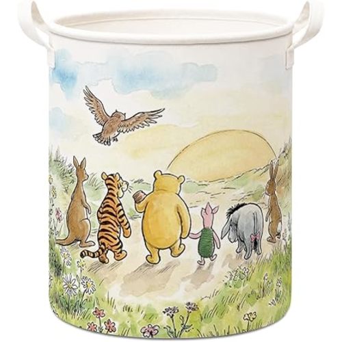 Classic Bear Foldable Canvas Laundry Storage Basket With Waterproof PE Coating, Kids, Boys And Girls Room Clothes Storage, Nursery Bathroom And Bedroom Supplies & Accessories-A19