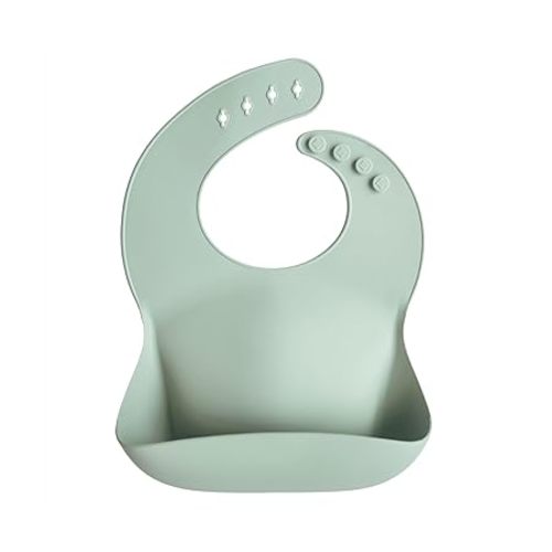 mushie Silicone Baby Bib | Adjustable Fit Waterproof Bibs (Cambridge Blue)
