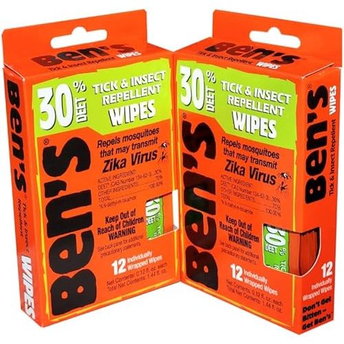 Ben's 30 Deet Mosquito Tick Insect & Bug Repellent Field Wipes - 24 Pack