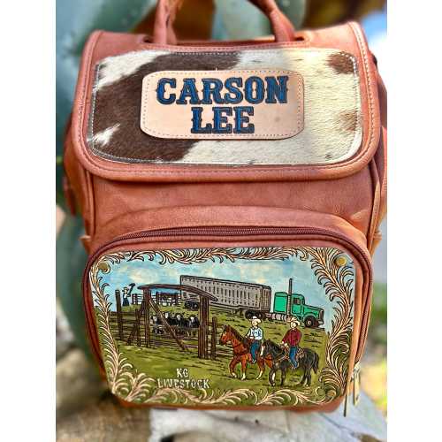 Custom Tooled Leather Western Diaper Bag