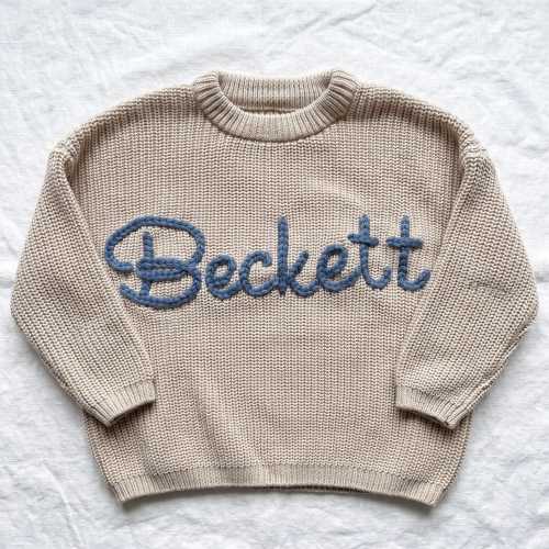 Hand Embroidered Sweaters, Custom Toddler Sweaters, Knit Sweater, Baby Jumper, Gifts for sons, Nursery Gifts, Baby Boy Gift