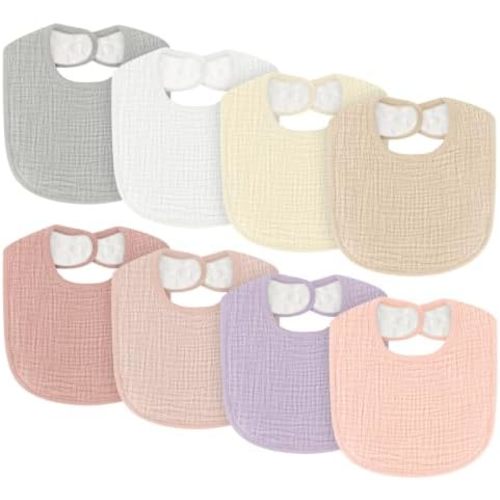 8 Pack Bibs for Baby Boy & Baby Girl,Extra Absorbent Muslin Bibs