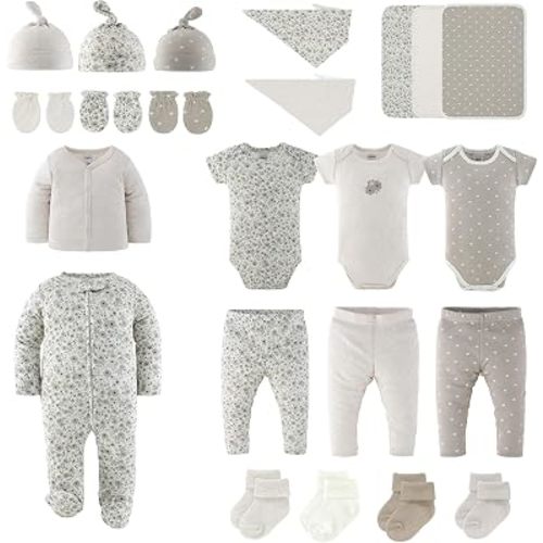 23pc Newborn Girl Clothes, 0-3 Months Baby Girl Clothes Set, Taupe Floral