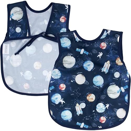 BapronBaby Outer Space Bapron - No Neck Tie Safer Bib for Baby & Toddler - Soft Waterproof Stain Resistant - Machine Washable - Sz Baby/Toddler 6m-3T