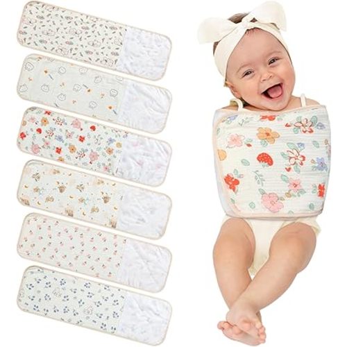 6 Pcs Newborn Snuggle Strap Adjustable Arms Swaddle Band Baby Belly Band Arms Safe Swaddle Sleep Wrap Blanket for Newborn Infant Boy Girls (Flower and Animal Style)
