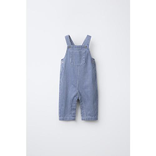 STRIPED TWILL OVERALLS - Blue / White | ZARA United States