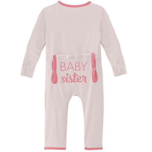 Applique Coverall with Zipper in Macaroon Baby Sister
