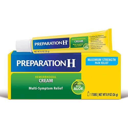 Preparation H Hemorrhoid Symptom Treatment Cream (0.9 Ounce Tube), Maximum Strength Multi-Symptom Pain Relief with Aloe