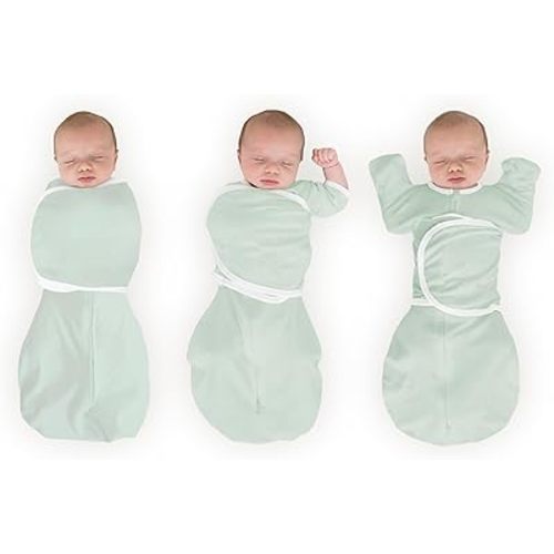 SwaddleDesigns Organic 6-Way Omni Swaddle Sack Arms Up Swaddle for Newborn, More Options to Calm Startle Reflex, Improves Sleep, 12-18 lbs, Soft Jadeite