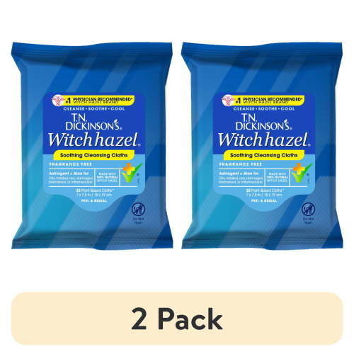 (2 pack) T.N. Dickinson's Witch Hazel Cleansing Cloths, 25 Count