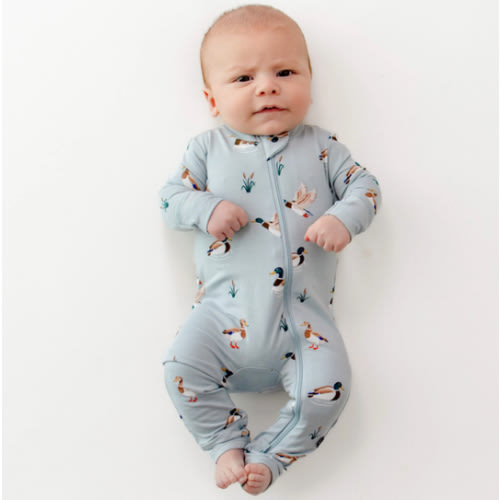 Zippered Romper in Mallard Duck