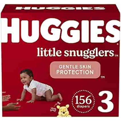 Baby Diapers Size 3 (16-28 lbs), 156ct, Huggies Little Snugglers