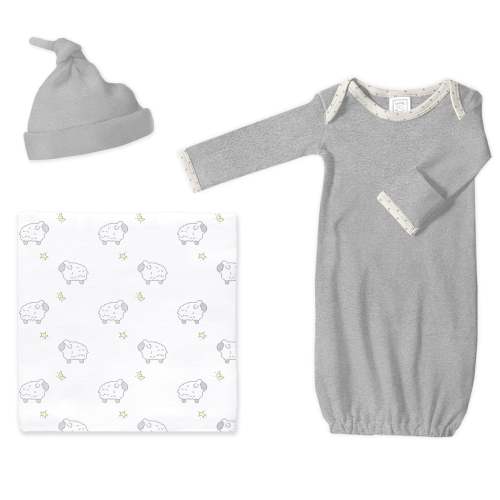 Muslin Swaddle + Pajama Gown + Hat Newborn Gift Set - Little Lambs Mus – SwaddleDesigns