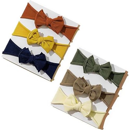 Tianhoudeger 6pcs Baby Girl Bows Baby Nylon Headbands, Stretchy Knot Hair Bows, Double Layer Baby Bow Super Soft Elastic Hairbands Hair Accessories Gift for Newborn Infant Toddlers Kids(Multicoloured)