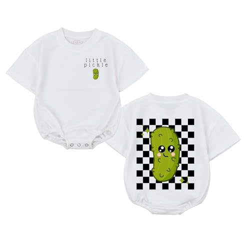 STALOFAZ Little Pickle Baby Romper - Newborn Pickle Boy Girl Outfit Vegan Infant Sweatshirt Vegetable Clothes Shower Gift