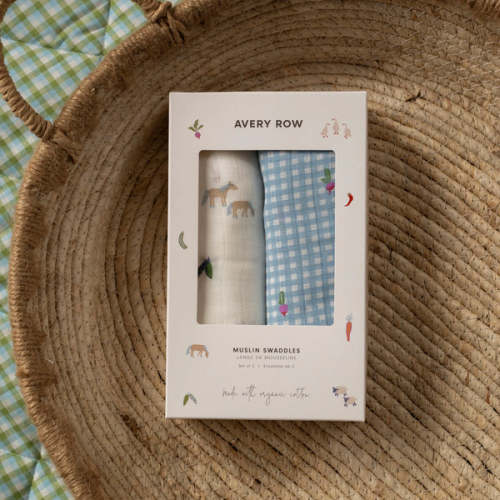 Avery Row - Muslin Swaddle Set of 2- Little Farm / Radish – Kidz District