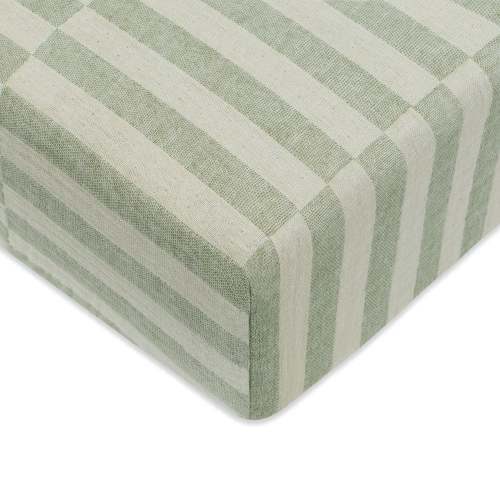 Babyletto Mini Crib Sheet in GOTS Certified Organic Muslin Cotton - Moss Stripe