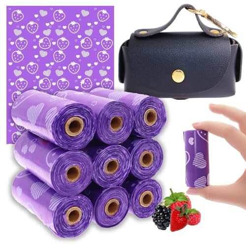 Eyryfui Sanitary Napkin Disposal Bags with Dispenser Feminine Hygiene Disposal Bags for Tampons Trash Bag, Personal Care Sanitary Bag for Women Privacy Handling (Purple)
