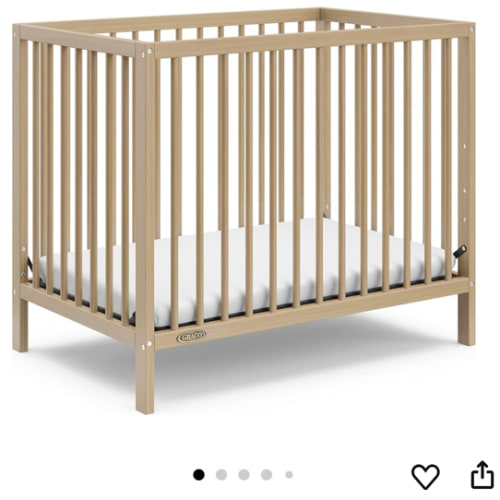 Graco Teddi 4-in-1 Convertible Mini Crib with Bonus Water-Resistant Mattress (Driftwood) – GREENGUARD Gold Certified, 2.75-Inch Mattress Included, Ideal for Small Spaces, Easy 30-Minute Assembly