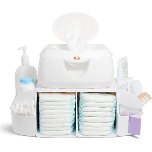 Munchkin® Diaper Caddy Organizer for Changing Table, Green/White