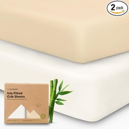 KeaBabies 2-Pack Baby Crib Sheets for Boys, Girls, 52x28 Fitted (Khaki)