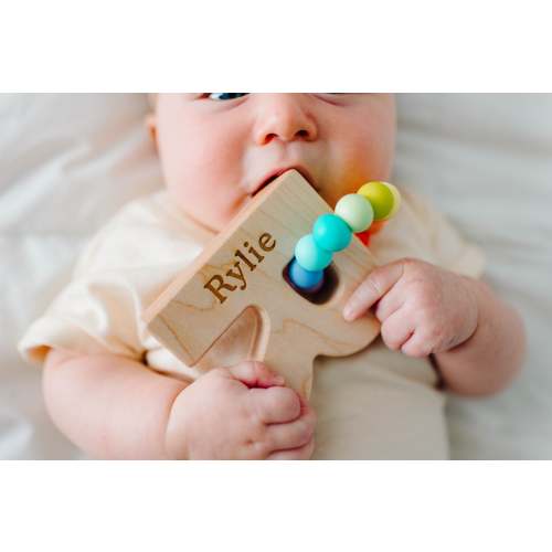 Alphabet Grasping Toy with Teething Beads - Choose Your Letter