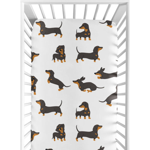 Sweet Jojo Designs Cartoon Puppy Dachshund Dog Fitted Crib Sheet by Sweet Jojo Designs | Wayfair