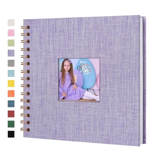 Yopih Linen Covered Scrapbook Photo Album, 8x8 Inches with Hardcover Kraft White Pages - Ideal for Travel, Wedding, Guest Book, Christmas, Baby Shower (20 Sheets/40 Pages)