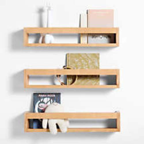 Aries Natural Wood Kids Wall Shelf, Set of 3
