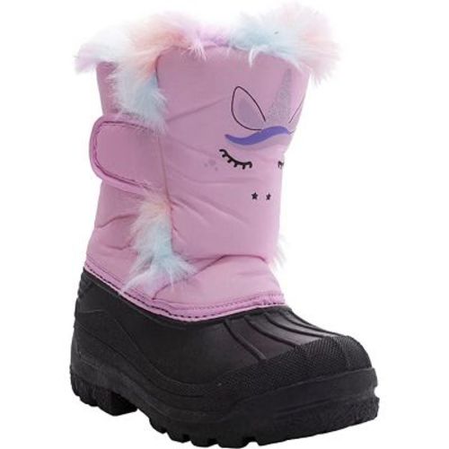 AQUAKIX Pink Unicorn Print With Rainbow Fur Snow Boots (T9) Girl's