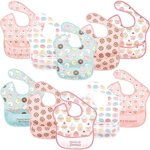 Hudson Baby Unisex Baby Waterproof Polyester Bibs, Sweetest Cupcake, Feeder