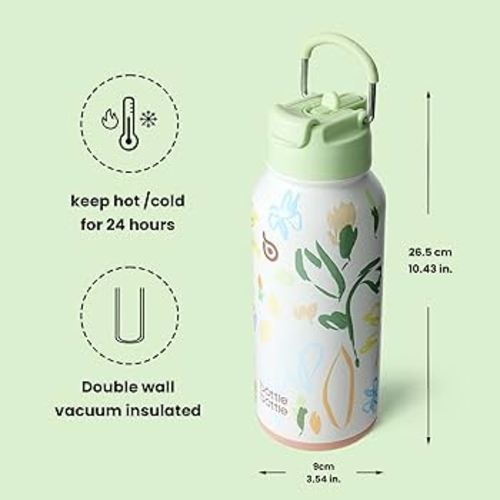 BOTTLE BOTTLE 32oz Insulated Water Bottle Stainless Steel Sport Water Bottle with Straw Dual-use Lid Design for Gym with Pill Box (Eden Grove) : Buy Online at Best Price in KSA - Souq is now Amazon.sa: Home