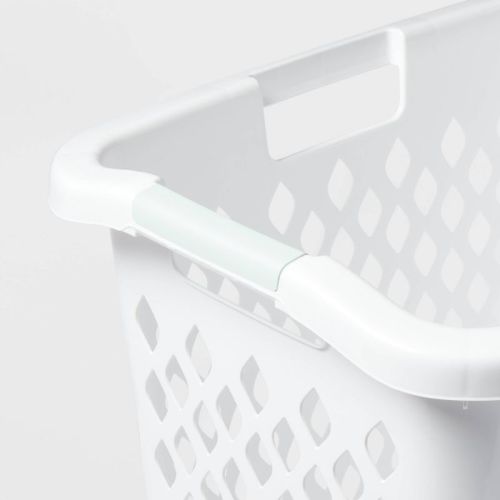 2.1bu Lamper White - Brightroom™: Plastic Clothes Hamper with Built-In Handles, Open-Top, 19.55 Volume Capacity