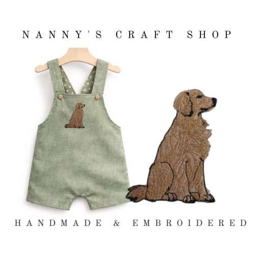Embroidered Golden retriever Baby Romper, Custom Dog Outfit. Baby gift
