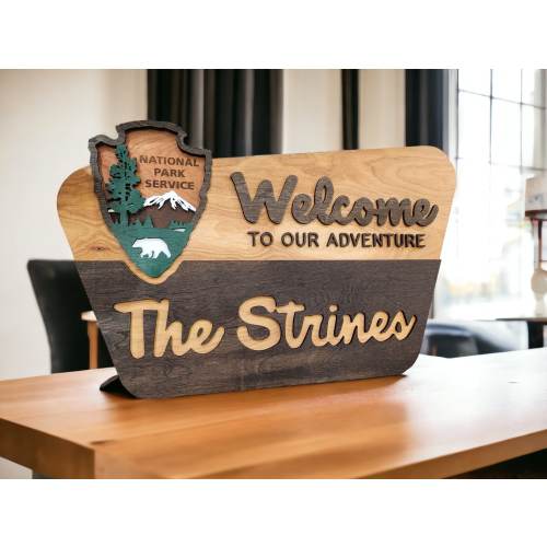 National Park Family Sign: Personalized Rustic Adventure Decor