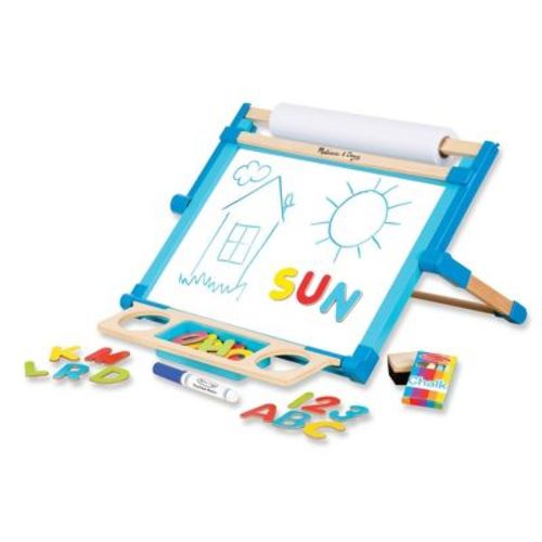 Melissa & Doug Double-Sided Magnetic Tabletop Art Easel - Dry-Erase Board and Chalkboard: Foldable Plastic Activity Surface