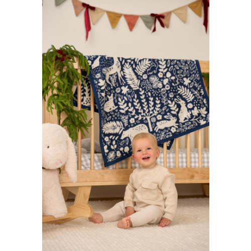 Whimsical Woods Navy Mini Blanket