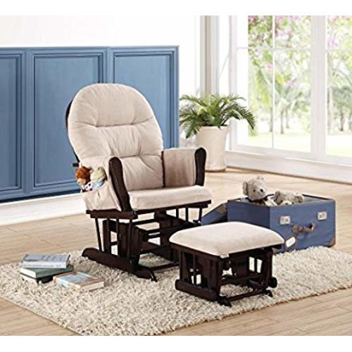 Naomi Home Brisbane Glider and Ottoman Set Espresso/Cream