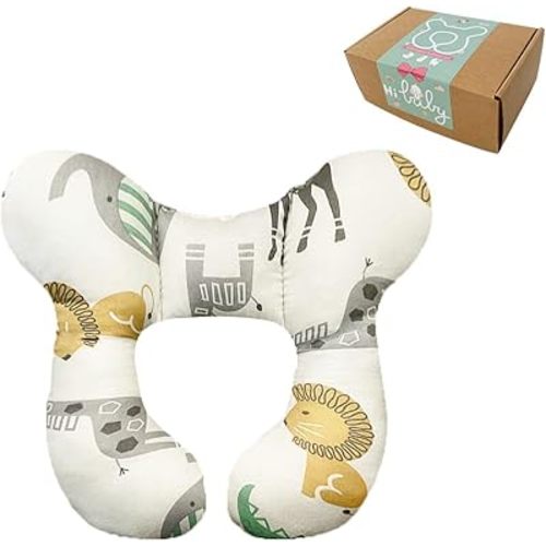 Baby Neck Support Pillows, Comfortable Baby Travel Head Neck Support Pillow for Car Seat Stroller Pushchair, Soft PP Cotton Travel Accessory for 0-2 Years Old Toddler Infant Newborn, Zoo