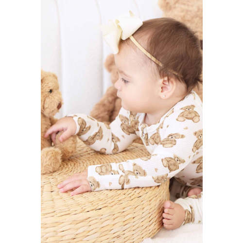 Beary Sweet Bamboo Waffle Convertible Zip Romper