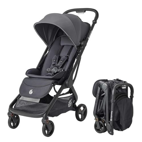 Ergobaby Metro 3 All in One Compact Baby Stroller - Lightweight Travel Stroller - Easy One-Hand Fold for Overhead Airplane Storage (Carries up to 50 lbs) - Car Seat Compatible - Graphite Grey