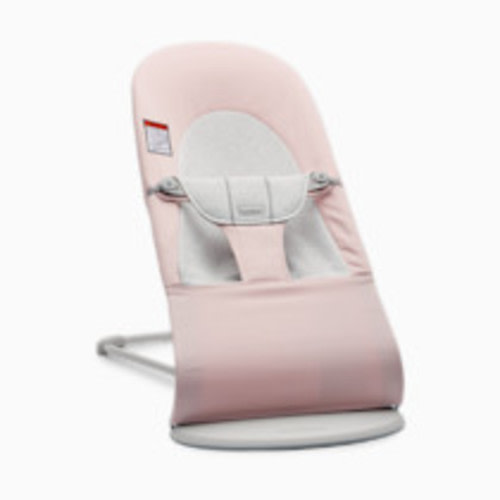 BabyBjörn Bouncer Balance Soft, Woven/Jersey, Light Pink/Grey | 2-in-1 Adjustable Baby Bouncer Seat and Toddler Chair, Newborn to Toddler (8-29 lbs), 4 Positions, Lightweight & Portable