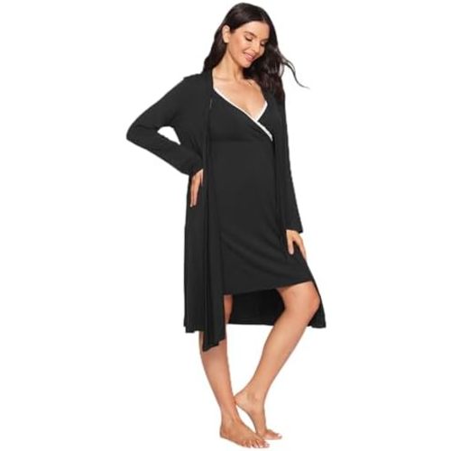 Latuza Women's Viscose Nursing Nightgown and Robe Set