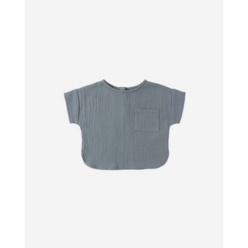 Woven Boxy Top Ocean