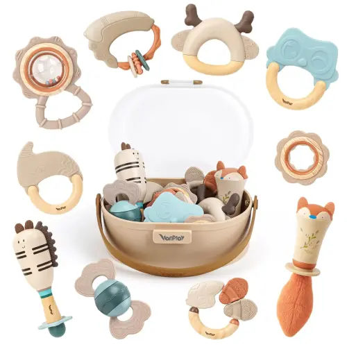 Joyreal 10 Pcs Baby Rattles & Teethers Set, Soft Sensory Teething Toys for 3-12Months, Easy-Grip Newborn Baby Gift - TikTok Shop