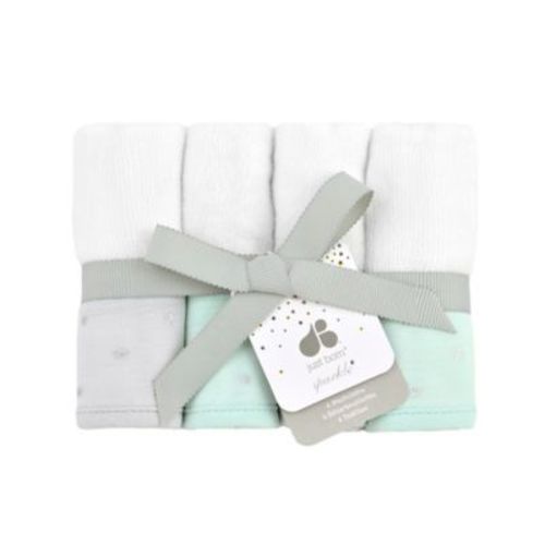 Just Born® Sparkle 4-Pack Washcloths in Mint - MINT GREEN - TOWEL